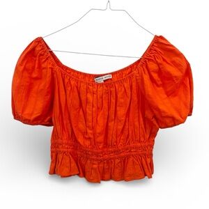 HYFVE Vibrant Orange Off-Shoulder Blouse